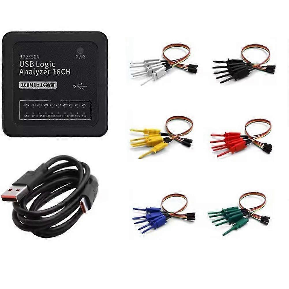 USB Logic Analyzer 16CH,Compact USB-C Logic Analyzer,RP2350A Microcontroller,16CH Digital Signal Synchronous Acquisition