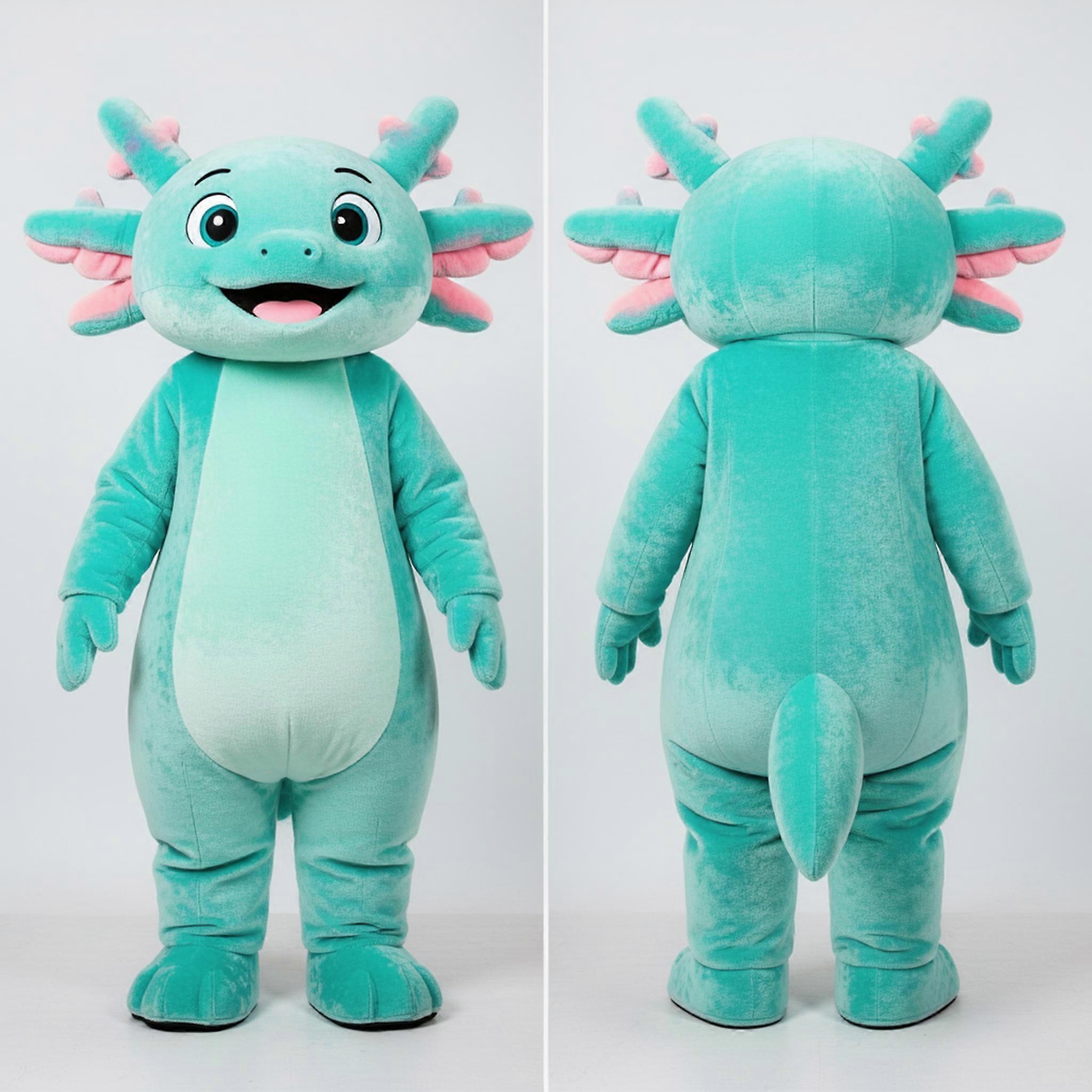 MASTICOT Turquoise Smiling Axolotls Mascot