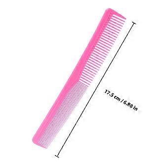 Conjunto de pentes de cabelo antiestáticos de plástico com design de dentes duplos para salão de beleza, barbearia e hotel, para estilizar cabelos finos, grossos, cacheados e lisos, na cor rosa.