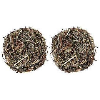 Rabbit Grass Ball Molar Treats for Small Animal Chewing 2Pcs Pack