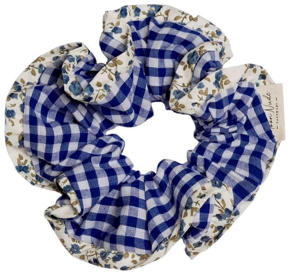 Moon Nude Spring Scrunchie - Blue/White/Green