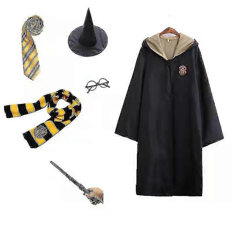 Harry Potter 6pc Set Magic Wizard Cosplay Fancy Dress Cape Cloak Costu