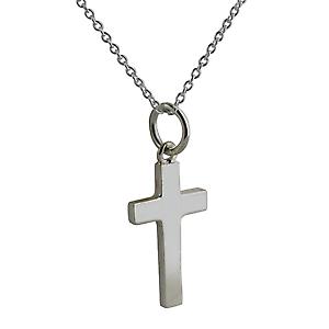 Silver 17x10mm plain solid block Cross with a rolo Chain 20 inches