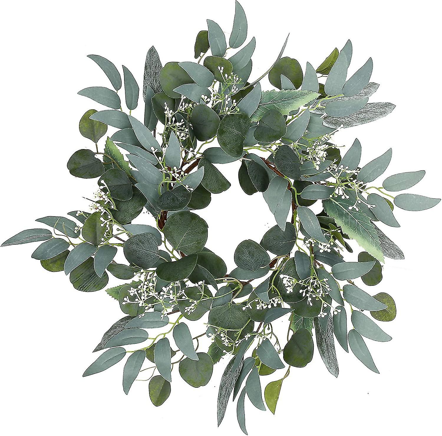 Artificial Green Eucalyptus Wreath,15 Inches Greenery Wreath