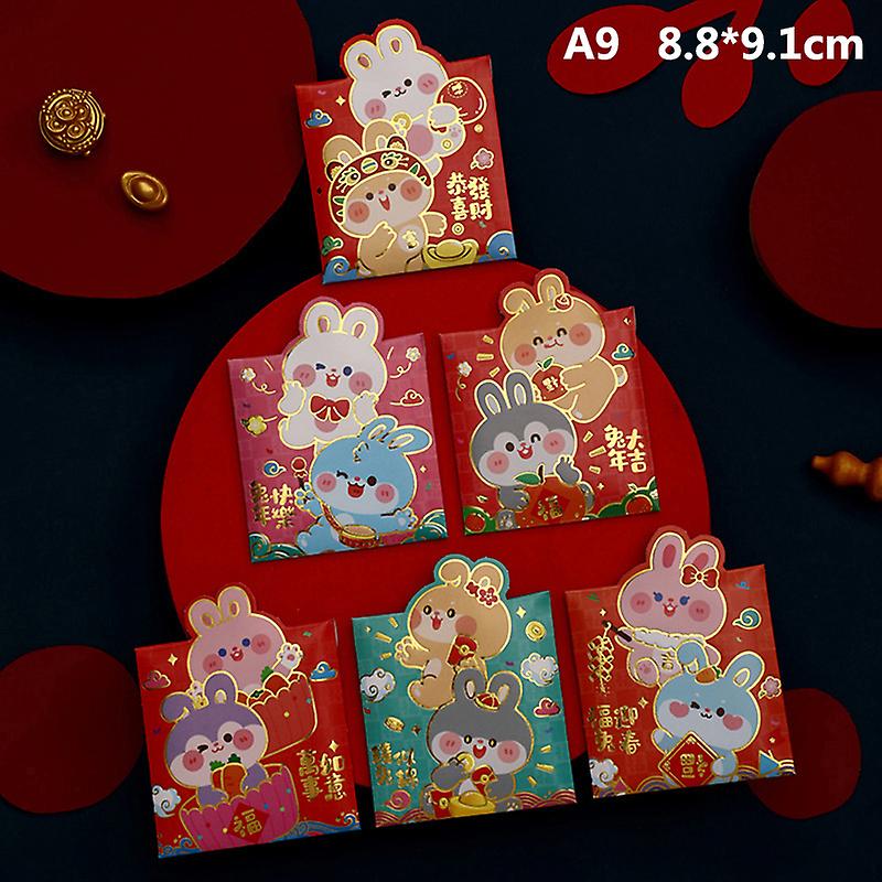 6pcs 2023 Year Of The Rabbit Red Envelope Creative Spring Festival Red Envelope