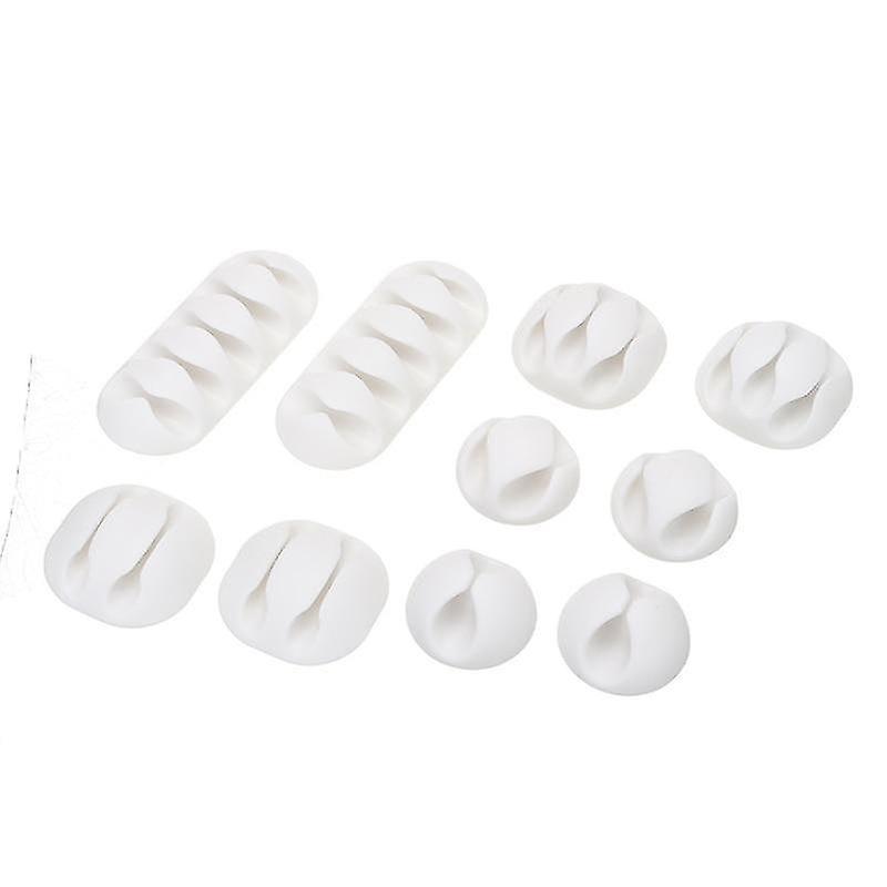 White Self adhesive Cable Mount Clips Cord Management Ties Fixer Fastener