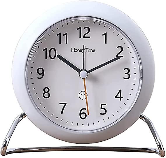 4 Inch Round Non-ticking Alarm Clock, Battery Operated, Light Emitting Function, Super Silent Alarm Clock, Simple And Stylish Design For Deskbedroom