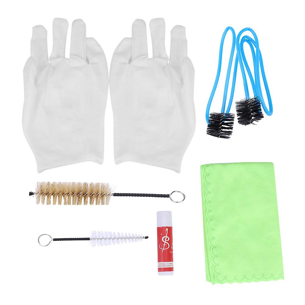 Kit de nettoyage pour trompette, trombone, tuba, cor, outil avec chiffon de nettoyage, brosse, gants