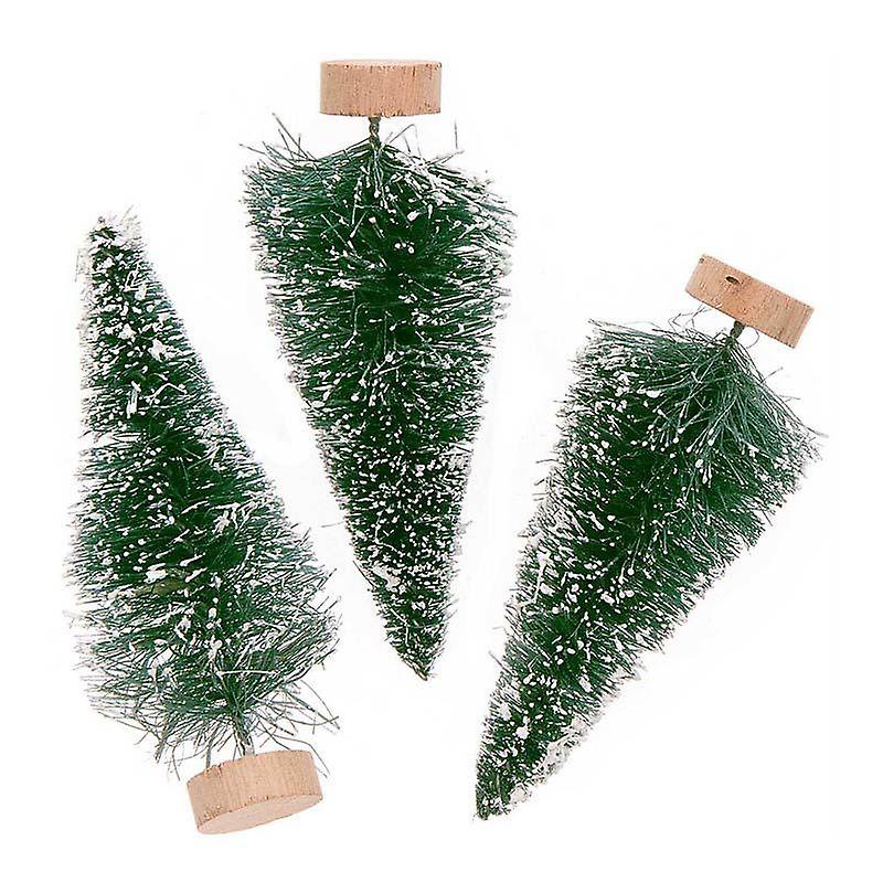 Set of 3 green trees 7cm