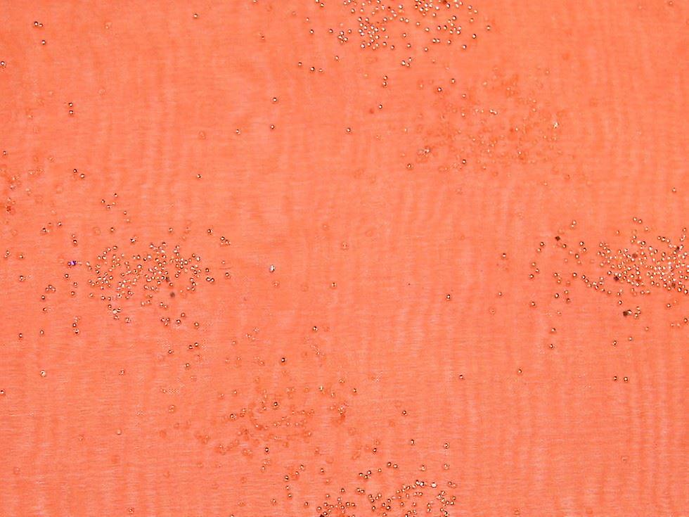 Minerva Embellished Organza Fabric Orange - per metre