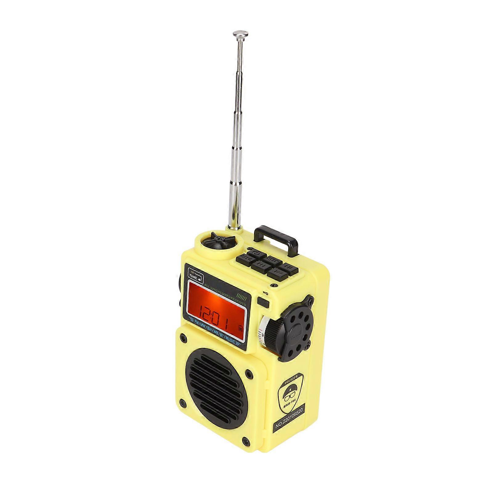 HRD?701 Digital Radio Full Band Timing Support Memory Card Portable Bluetooth Radio Music Player for Home OutdoorYellow