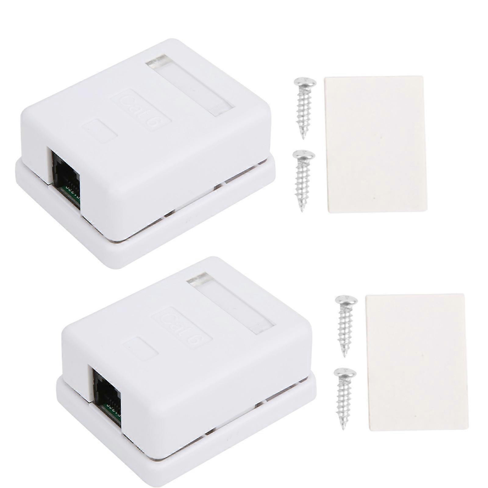 2Pcs Cat6 RJ45 Surface Mount Box Single Port Network Junction Box Desktop Ethernet Connector Housing for Data Cable Management