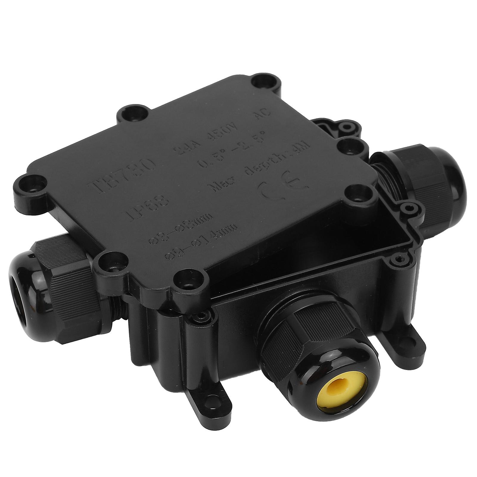 Waterproof Junction Box 3 Way Outdoor Electrical Cable Connector Case IP68 TB730