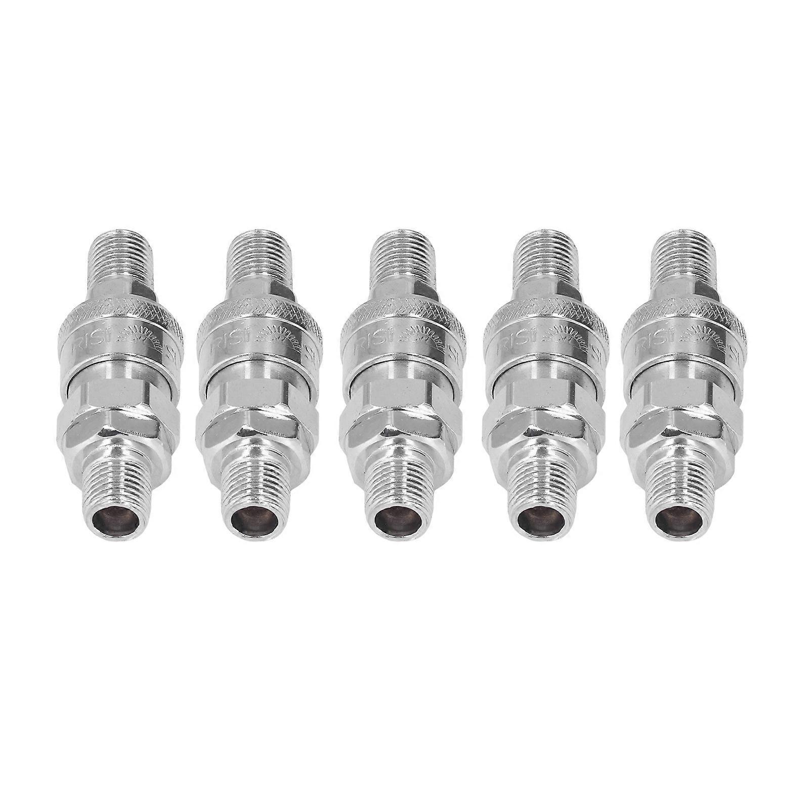 5 Sets Air Coupler Nickel Plated SS Pneumatic Quick Connect 1/4"