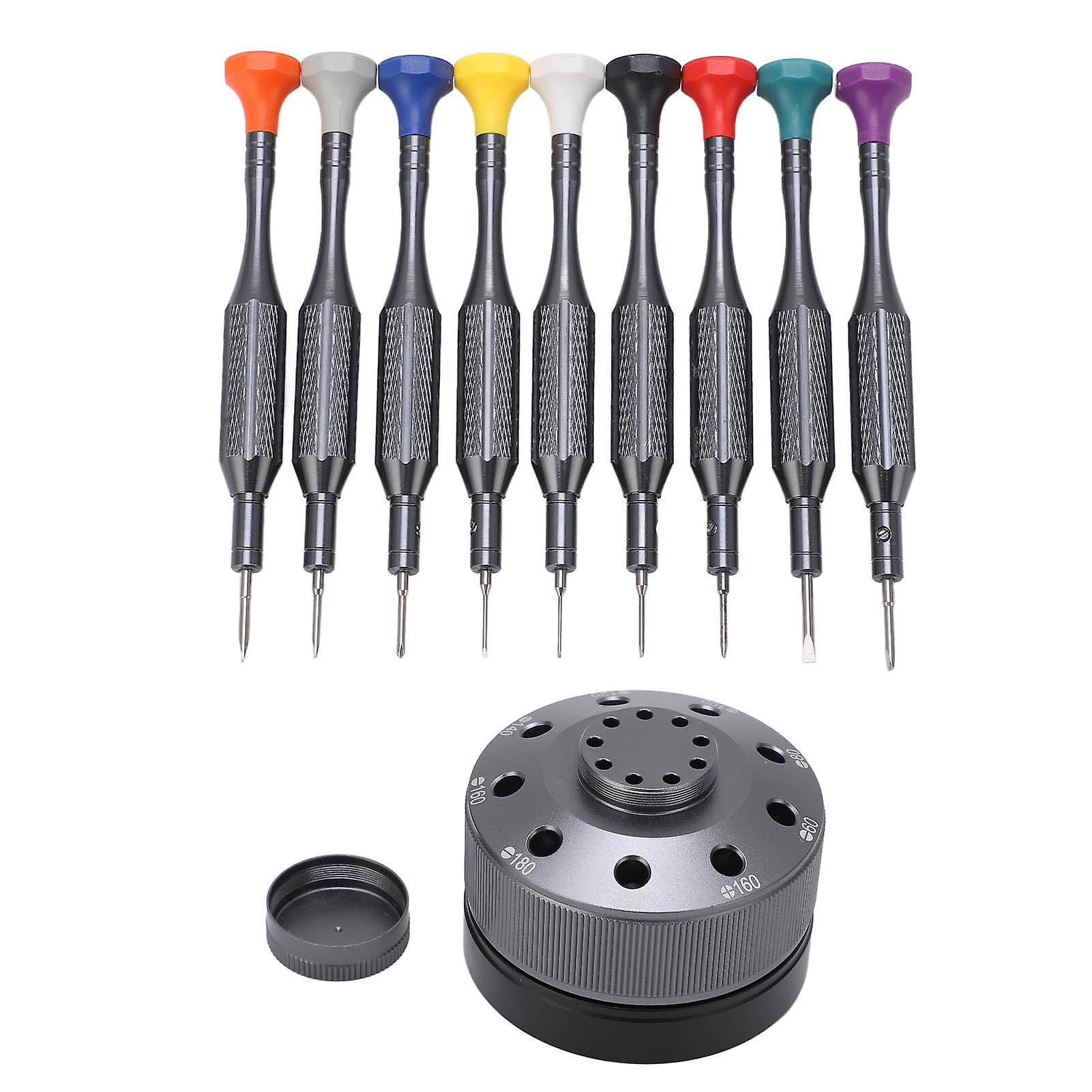 10Pcs Watch Maintenance Screwdriver Set Multifunctional Rotatable Base Stable Different Colors Screwdriver 