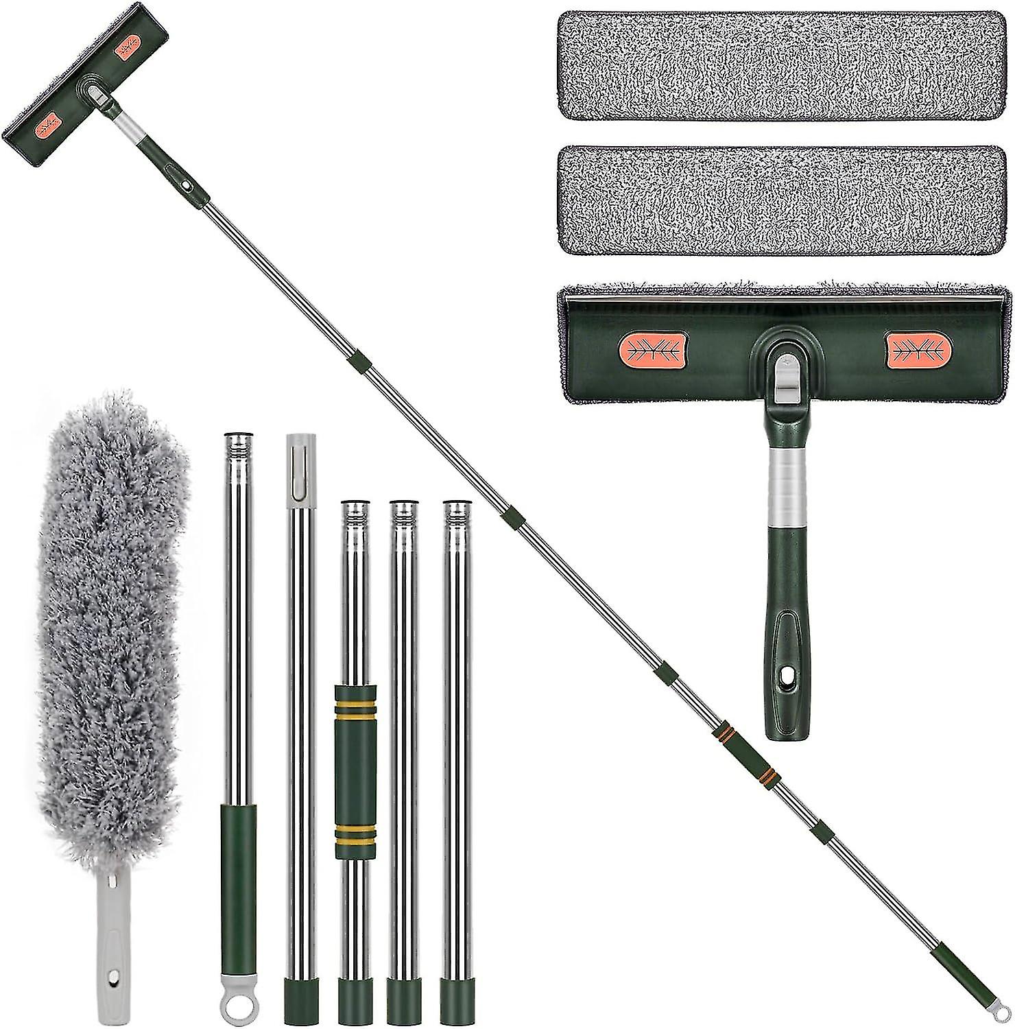2-in-1 professionele raamwisser, 210 cm splitsbare douchewisser met 2 microvezelhanddoeken, 180 roterende glazenwasser