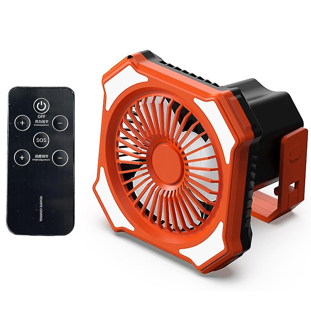 Camping Desk Fan With Electric 3-speed Table Fan With Li-battery Led Light-hao