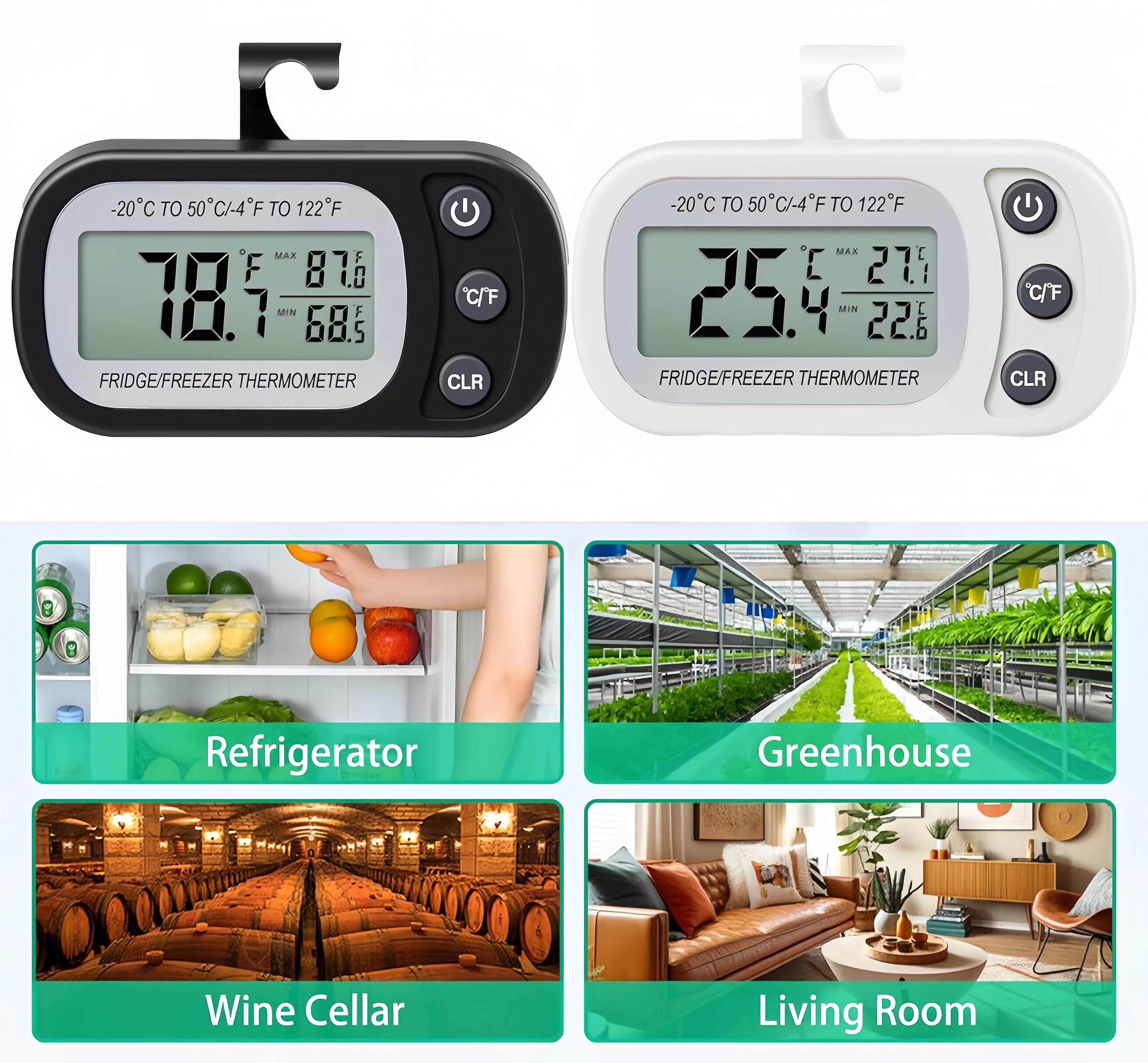 Refrigerator Thermometer Digital Fridge Freezer Waterproof Large LCD Display