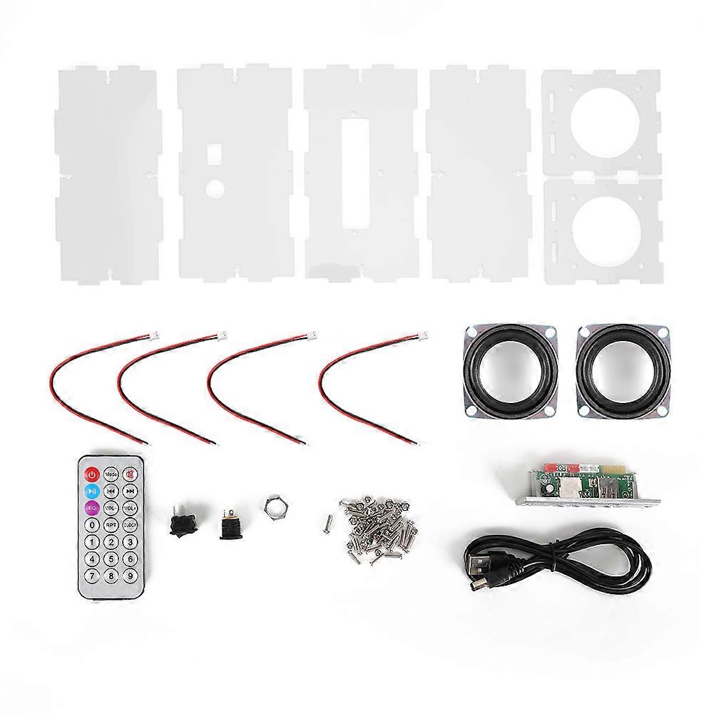 DIY Bluetooth Speaker Kit, MP3 Music Pack, Stereo Sound, 3W Mini Power Amplifier with Remote Control, Transparent