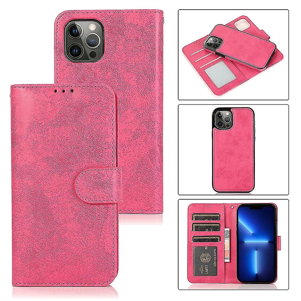 Retro 2 In 1 Tpu+pu Case For Iphone 13 Pro Max Rose Red