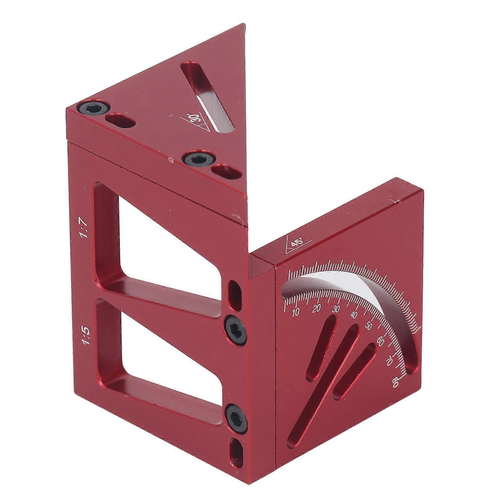 3D Multi Angle Measuring Ruler 45 90 Degree Drawing Line Ruler Aluminum Alloy Woodworking Square Protractor