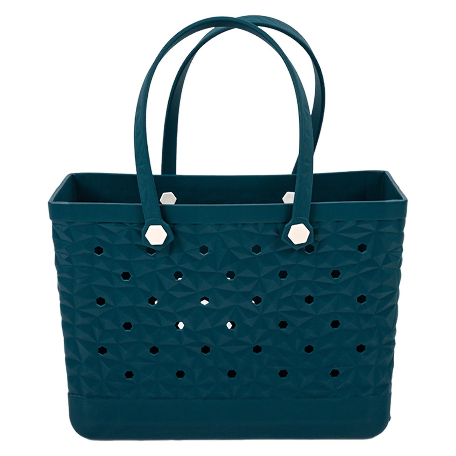 Hole Bag Waterproof Washable Shoulder Bag Organizer Open Tote Bag for Dating Dark Blue