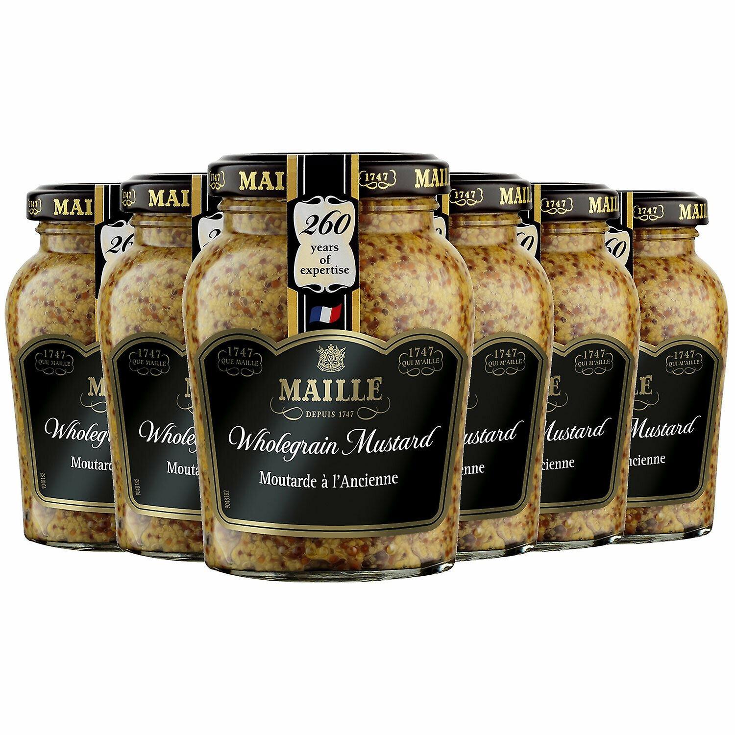 6 Pack Maille Mustard Jar, Wholegrain, 210g