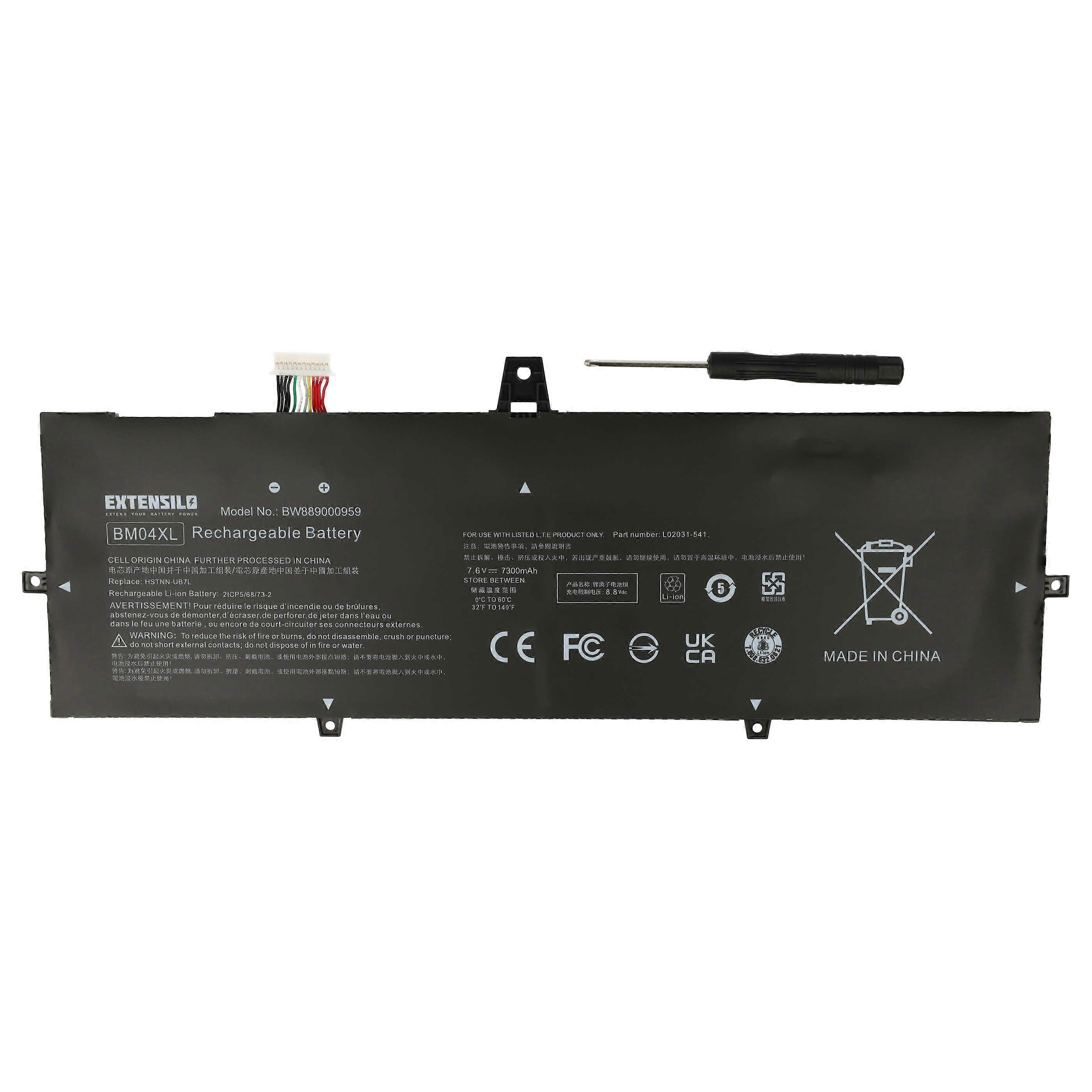 Akumulator EXTENSILO kompatybilny z notebookiem HP EliteBook x360 1030 G3 4WW24PA, x360 1030 G3 4WW35PA (7300 mAh, 7,6 V, Li-Ion)