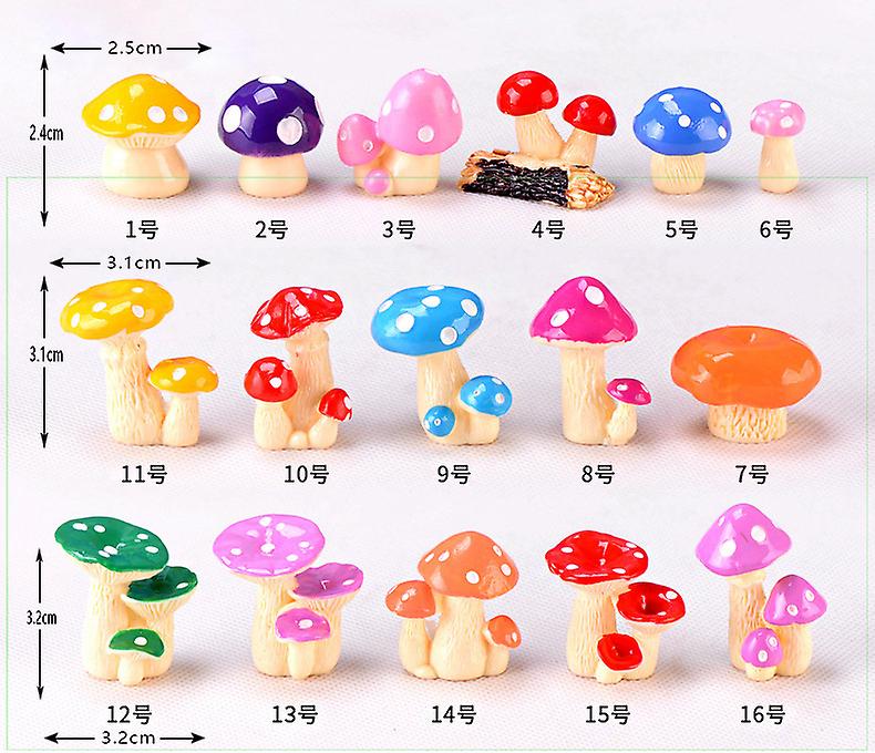 20 قطع حديقة صغيرة محاكاة الفطر زخرفة الديكور تمثال للماء تمثال الراتنج حديقة Kawaii العشب ديكور الملحقات