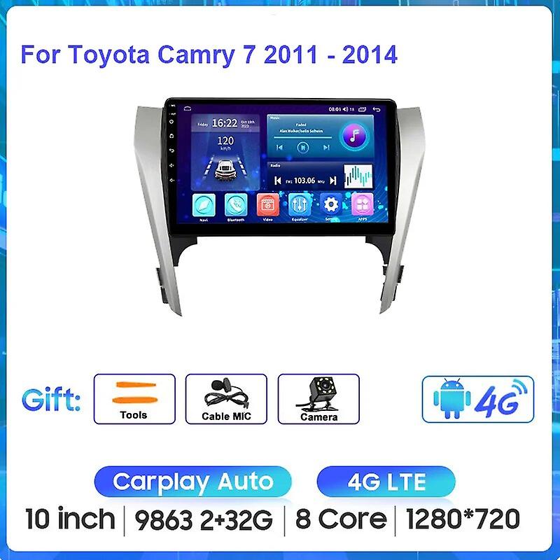Car Radio For Toyota Camry 8 2011 - 2014 Android 12 Multimedia Video Player Gps 4g Carplay Autoradio 2k Qled Head Unit Dsp