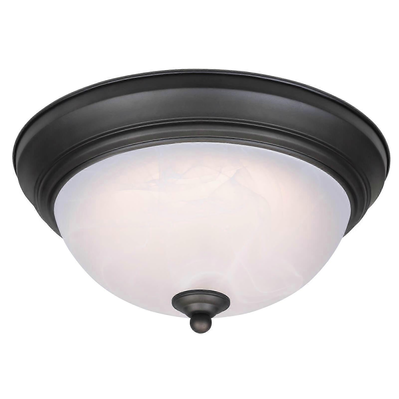 Dimmable LED Flush Mount Ceiling Light Bronze / Alabaster