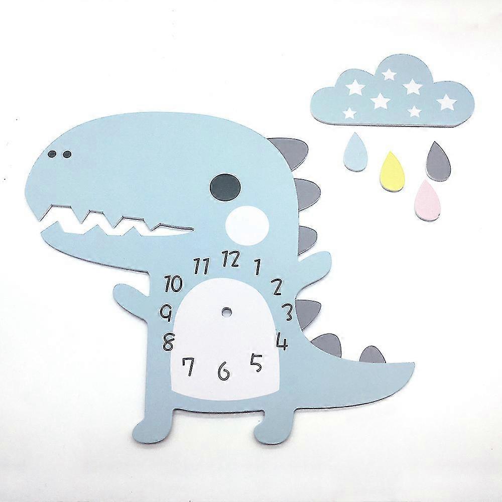 Kids Wall Clock Dinosaur With Clouds Clock Without Ticking Noise Silent Clock Boy Wall Clock Multi-color Option