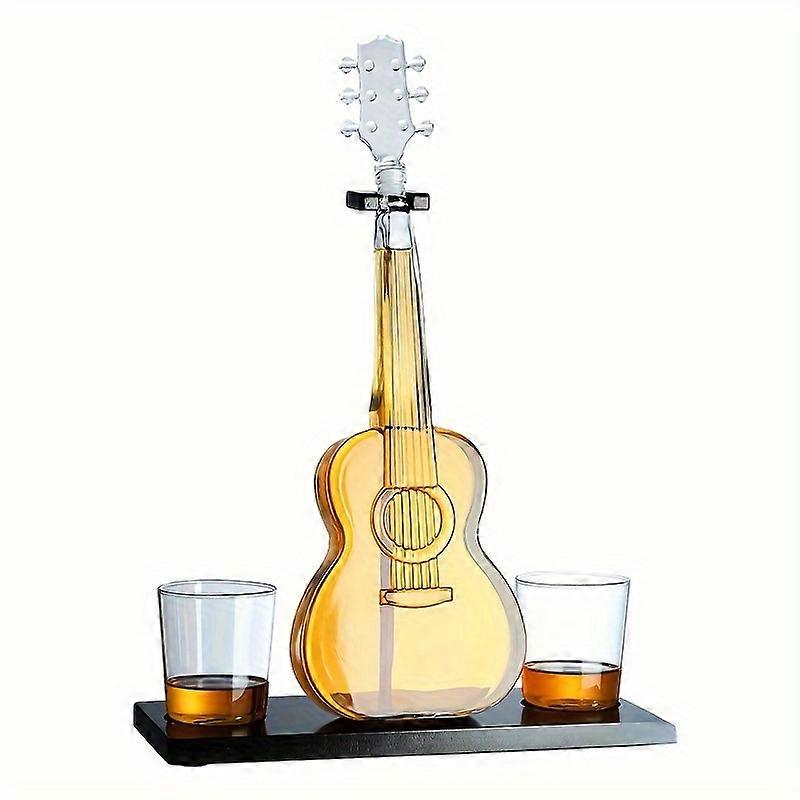1 Set Guitar Wine Aerator Set - Premium High Borosilicate, Creative One Pot Two Cups Design, Thickened Transparent Glass, Efficient Wine Aerator, Beau