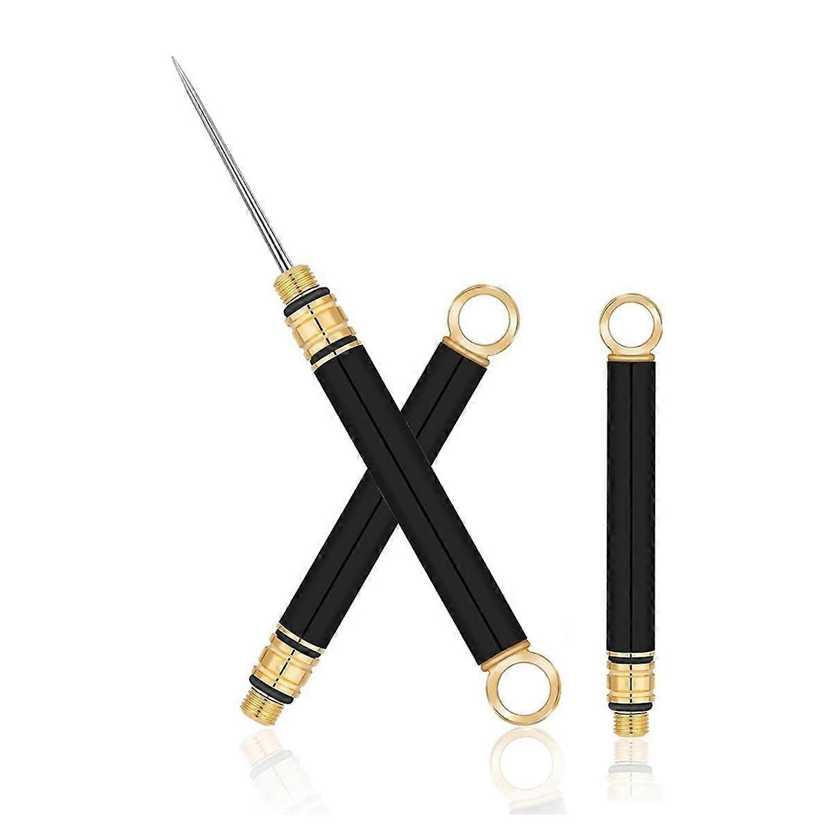 3 PCS Portable Titanium Toothpicks, Metal Toothpick with Protective Holder,Mini Stainless Steel Toothpick, Black