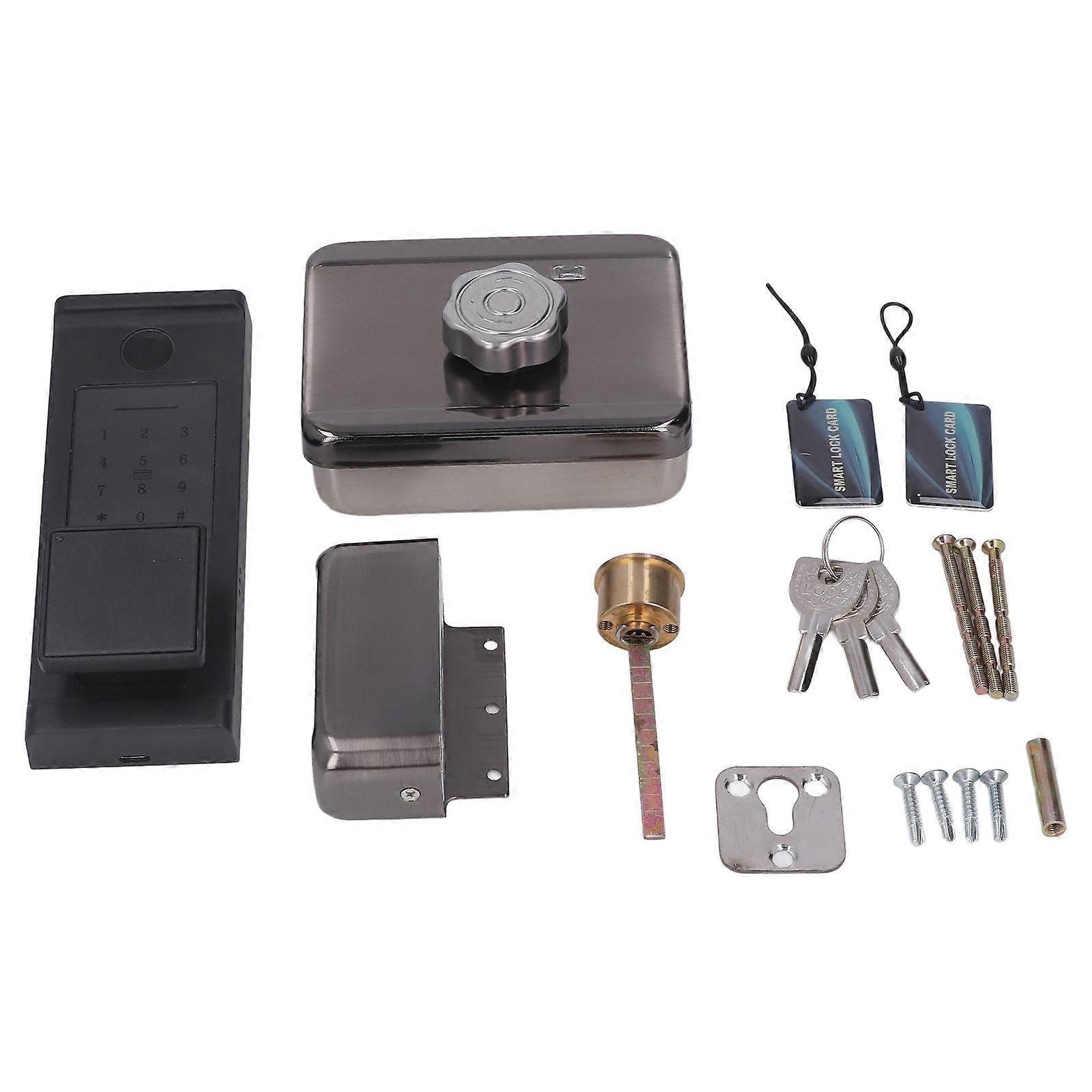 Smart Door Lock Password Fingerprint Id Card Unlock App Control High Strength For Home Office