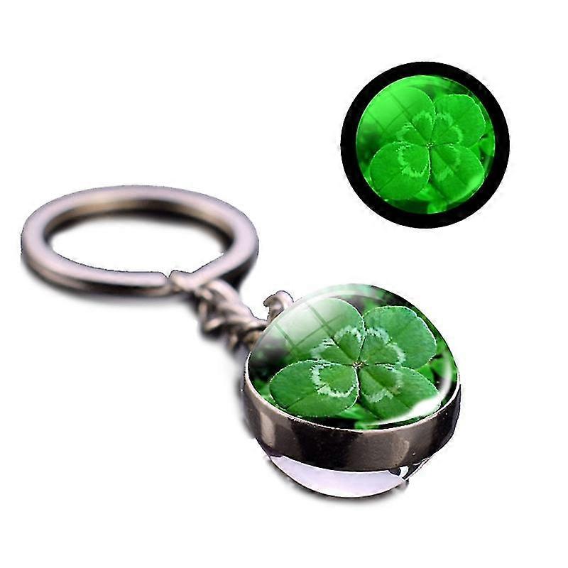 Luminescent 4 Clover Leaf Good Luck Red Wood Keychain Best Friend Gift Idea