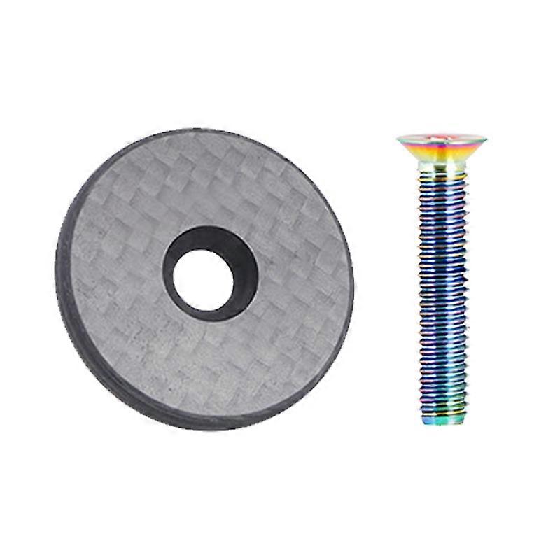 Carbon Stem Top Cap Bicycle Headset Top Cap for Mountain Road Bike M6X30mm Titanium Bolt 2.86CM