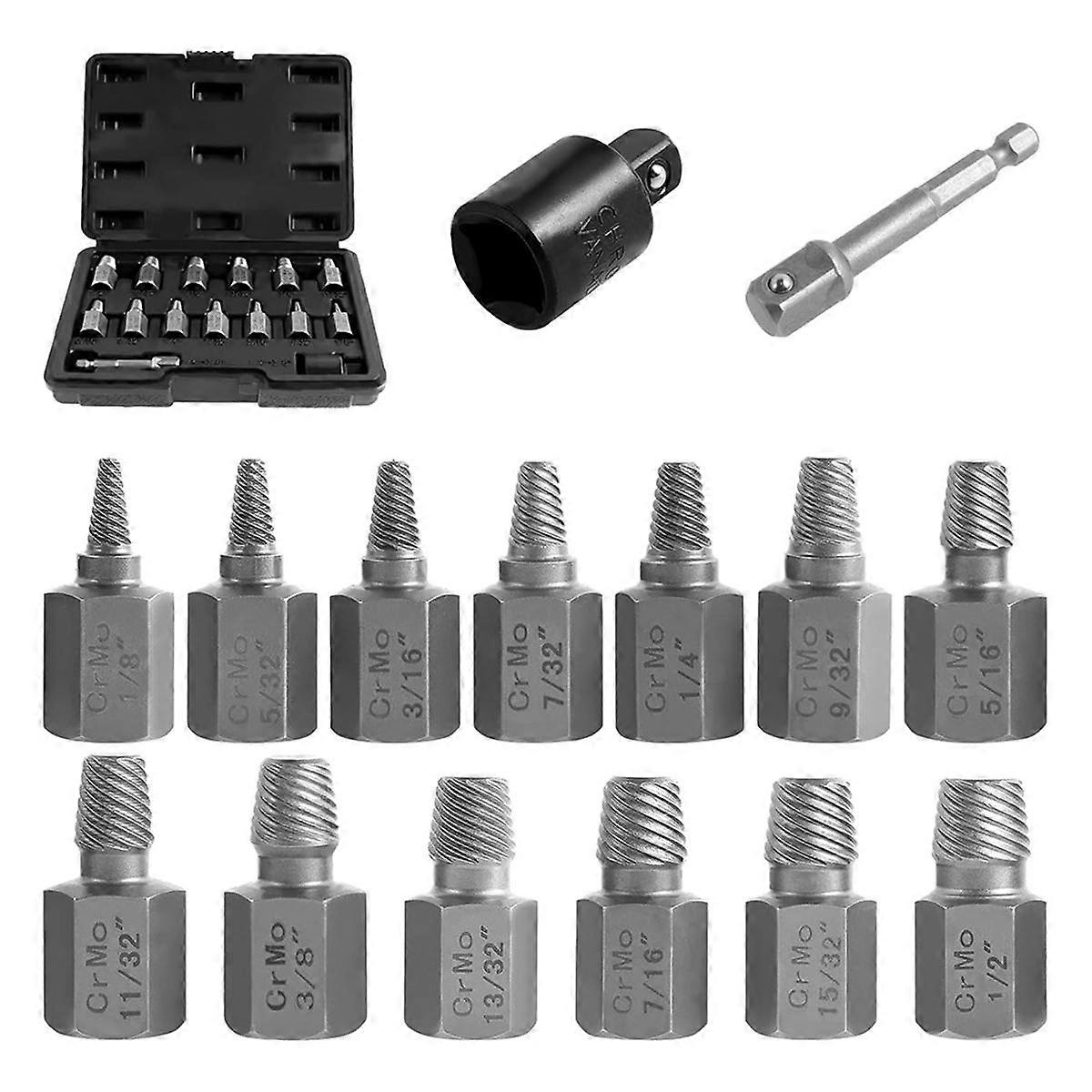 27Pcs Screw Extractor Set, Stripped Bolt Remover, Bolt Extractor Kit for Removing Broken Rusted Bolts Studs Nuts