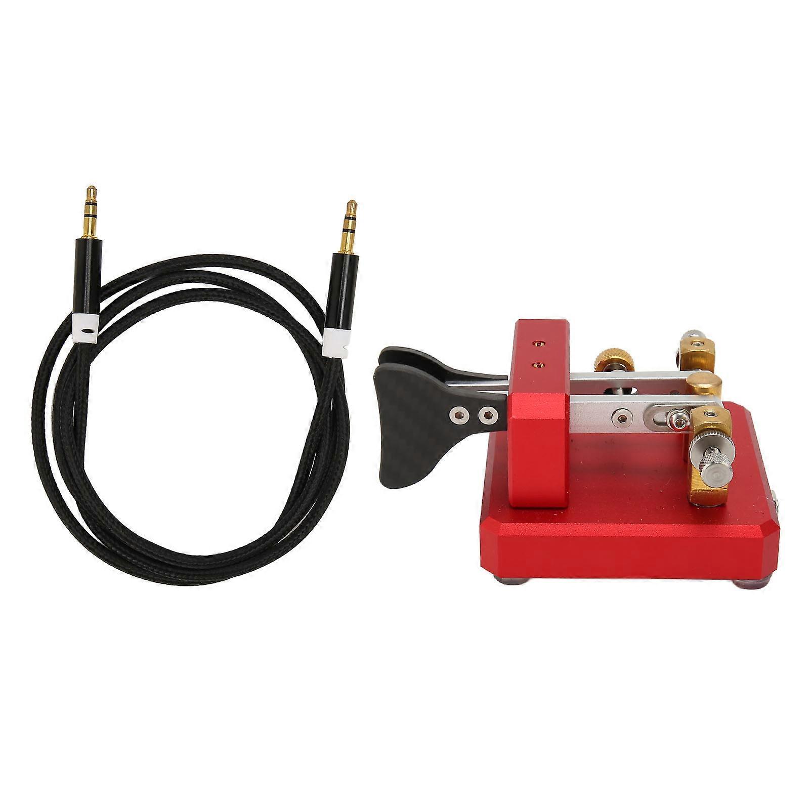 Morse Code Key Double Paddle Automatic Shortwave Portable CW Morse Telegraph Key for Camping Indoor Wine Red