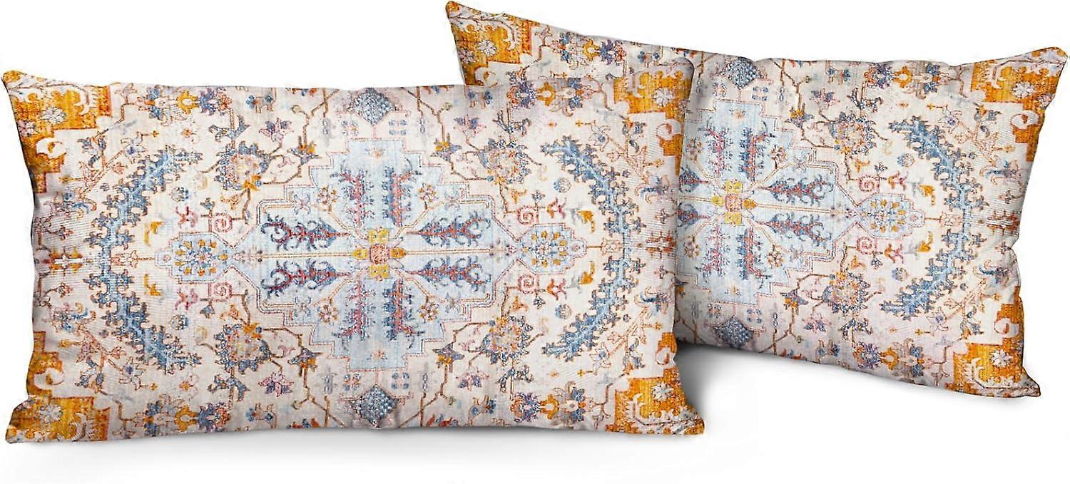 Boho Pillow Covers 12"x20" Set of 2 Persian Carpet Orange Vintage Throw Pillow Case Soft Rectangle Decorative Pillowcases for Home Decor Sofa Car Livi