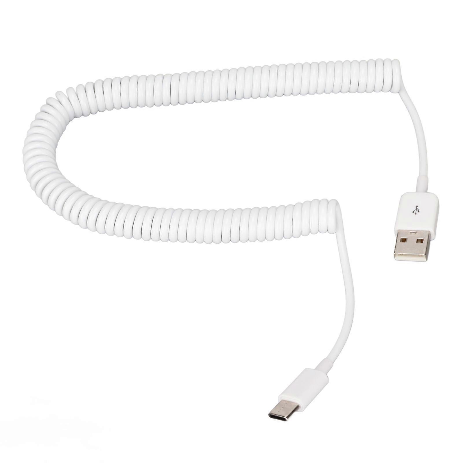 Coiled Charger Cable Type C to USB 2.0 Male 480Mbps Fast Data Extension Cord for Cellphone 9.8ft
