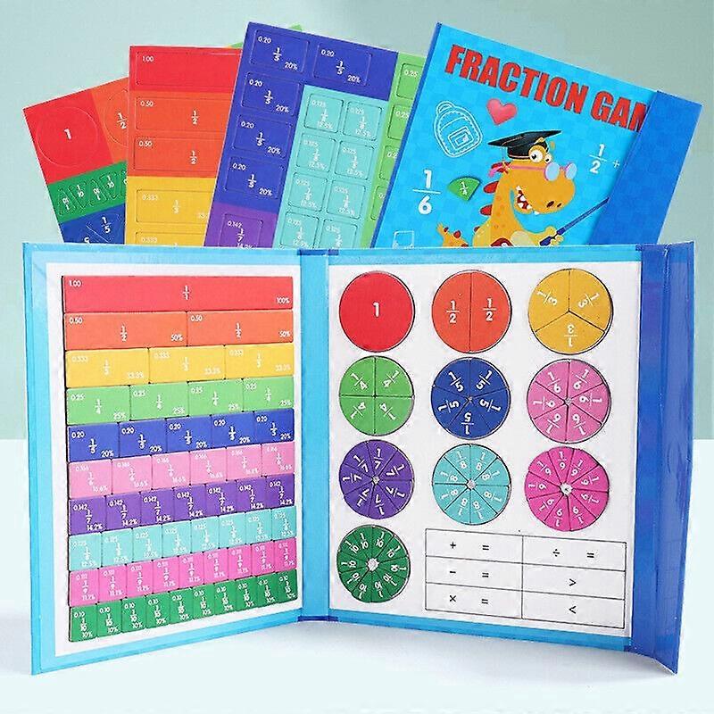 Math Manipulative Magnetic Wooden Fraction Book Set Educational Math Learning AU