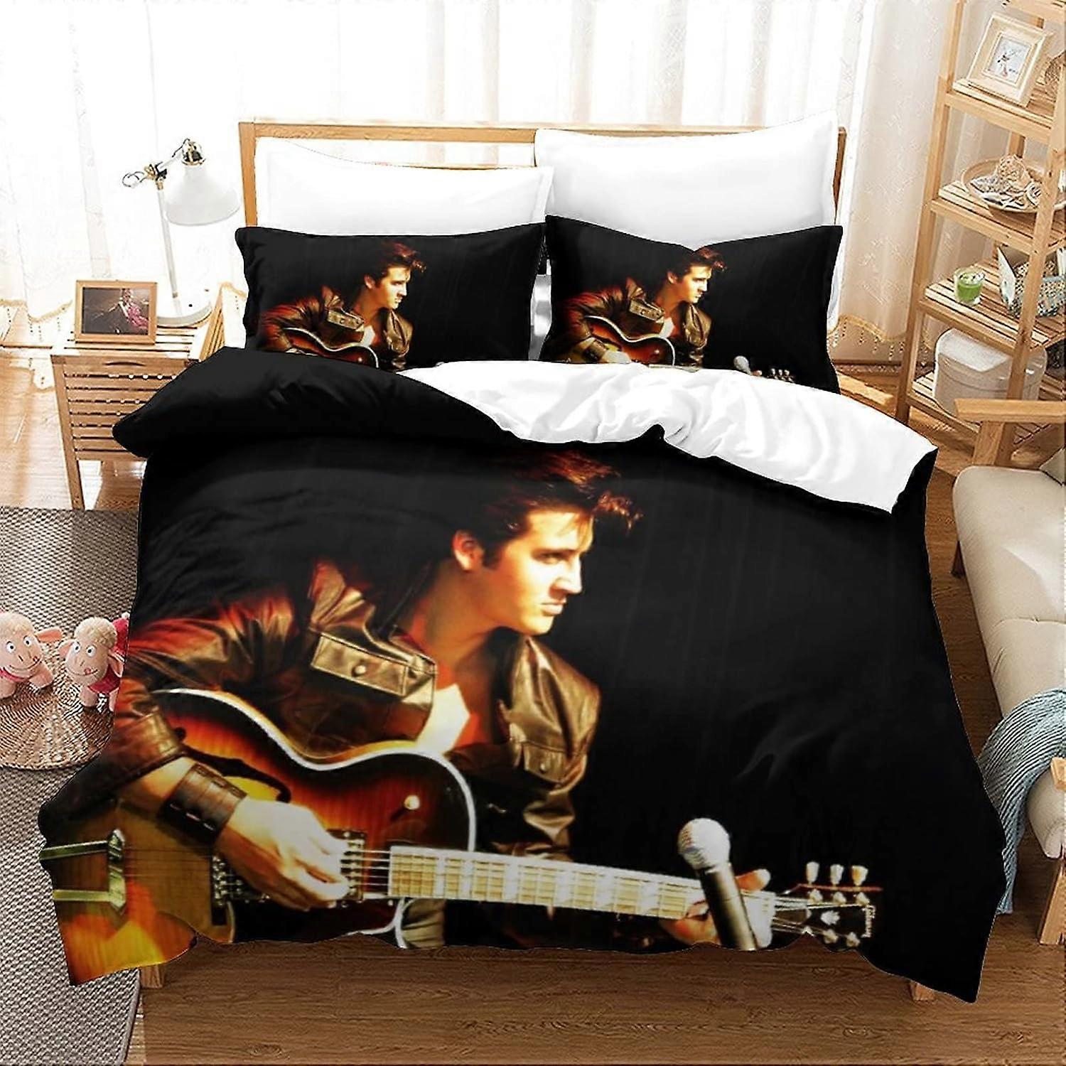Yingd Elvis Presley Duvet Cover Set Soft Lightweight Microfiber 3 Piece Bedding Set with 2 Pillowcas