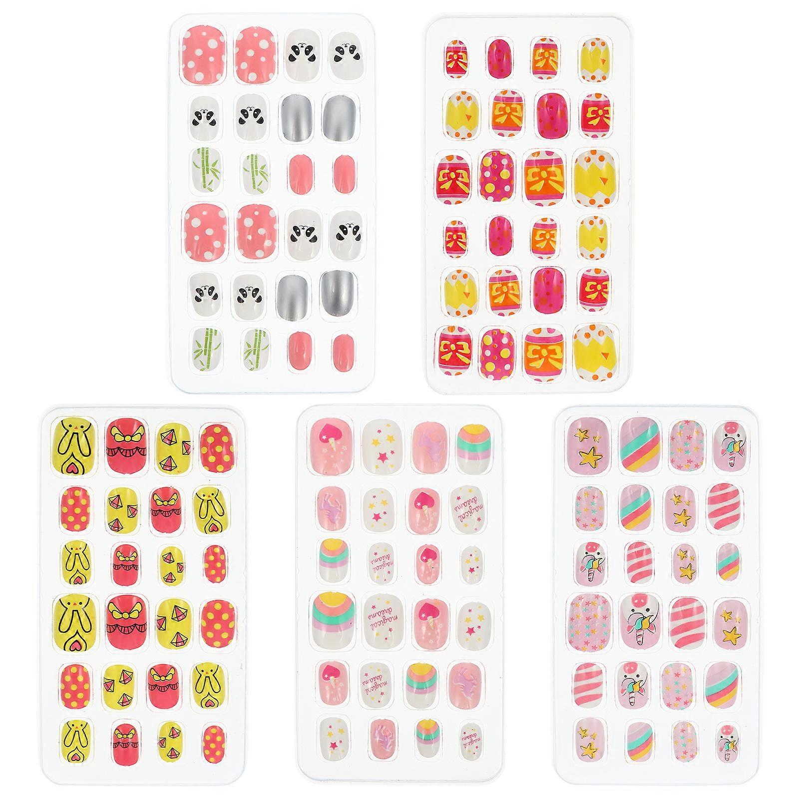 5 Boxes/120pcs Press on Nails Decal DIY Fake Nails Artificial Nail Tips
