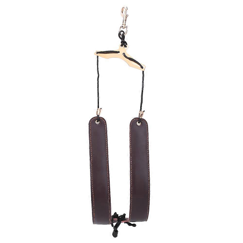 Saxophone Artificial Leather Double Shoulder Neck Strap Adjustable Musical Instrument(Brown)