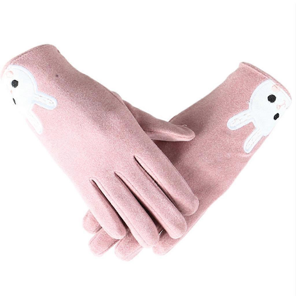Women Warm Gloves Non Slip Full Finger Solid Color Gloves with Single Layer