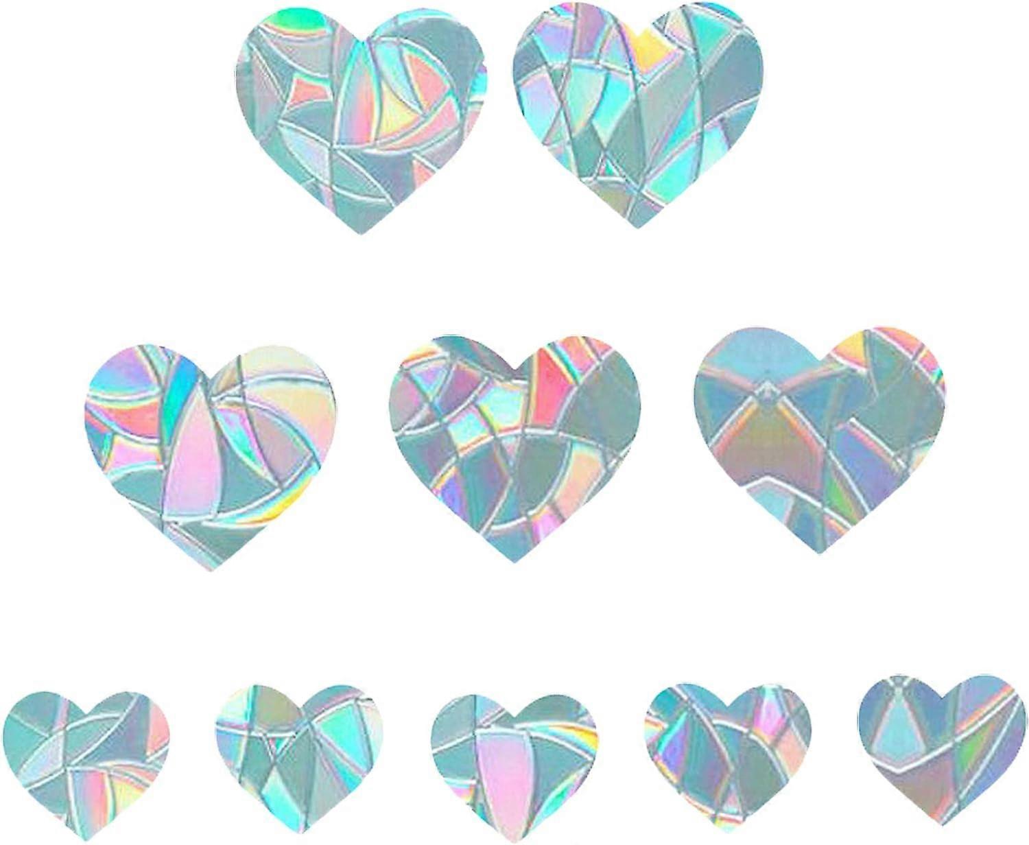 2 Sizes Large Heart Rainbow Window Clings Glass Decals 3D Sun Catcher Stickers Vinyl Film Static Anti-Collision Alert Decal Prevent Birds Strikes for