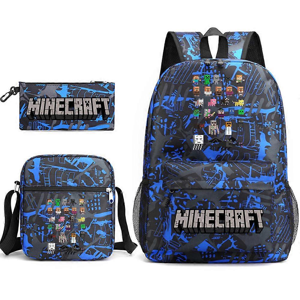 Minecraft School Bag Backpack Pencil Case Shoulder Bag Three-piece Set _33