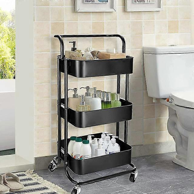 Multi-functional 3 Tier Kitchen Storage Trolley Cart Utility Rolling Shelf