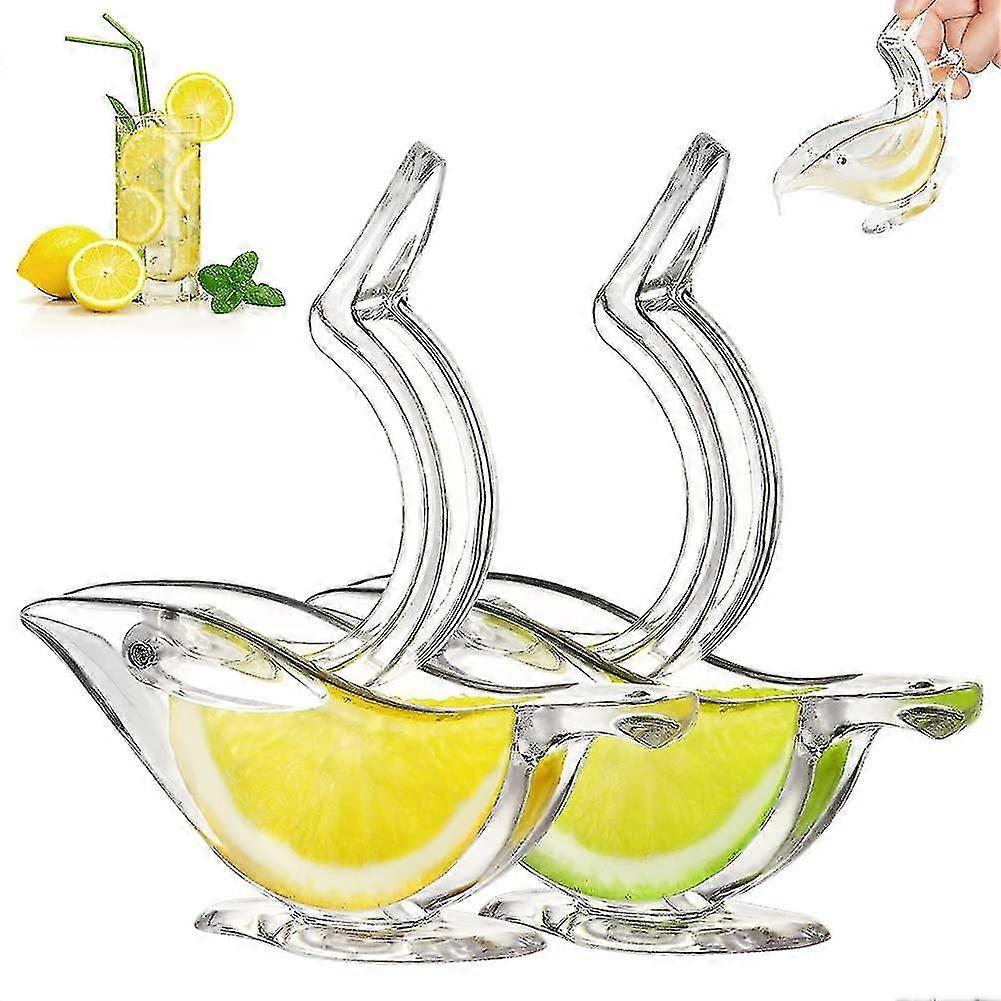 Deluxe Design Individual Lemon Squeezer, Lemon Squeezer Manual Hand Squeezer Acrylic Tableware Transparent Serving Tableware(2PCS White)